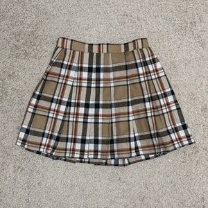 Girls Pleated Plaid Skirt